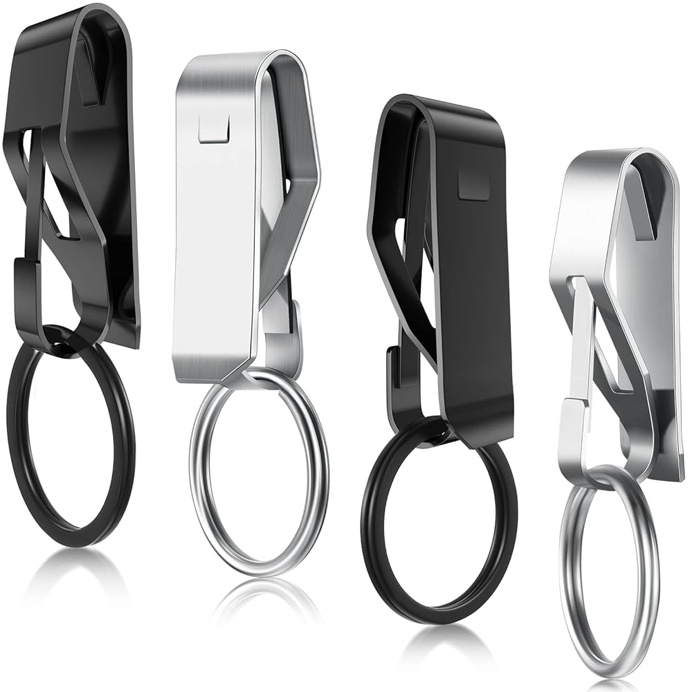 Moxweyeni 4 Pieces Belt Key Clip Key Holder Security Metal
